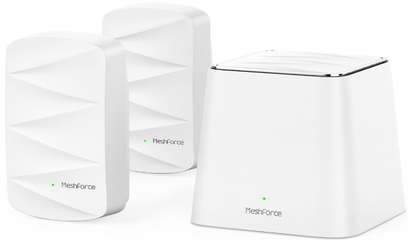 Meshforce M3 Mesh WLAN System, Mesh-Router für Drahtloses Internet, Abdeckung des gesamten Hauses bis zu 410 m2 (6+Zimmer), WiFi-Router-Ersatz, Kindersicherung, Plug-in-Entwurf (1 WLAN Point & 2 Dots)