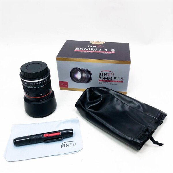 JINTU 85mm MF F1.8 Tele Festbrennweite Manueller Fokus Vollformat-Porträtobjektiv für Canon EF-Spiegelreflexkameras 4000D 2000D 1200D 1100D 1000D 90D 80D 60D 70D 7D II 5D3 650D 750D 700D 550D 200D