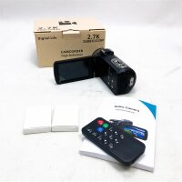 Lincom Videokamera 2.7K 42MP Camcorder 18X Digital Zoom Camcorder Full HD mit Drehbarem 3,0-Zoll-Bildschirm Videokamera für YouTube Fernbedienung, Webcam, BLACK02