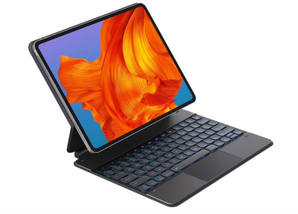 Officelab Bluetooth-Tastatur Kompatibel mit iPad Pro 12.9-Zoll, mit Touchpad und 7-Farbiger Hintergrundbeleuchtung, Shortcut-Tasten, KB09112, Schwarz