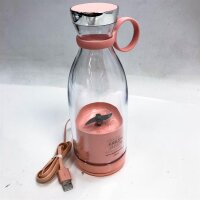 Mixie kabellose tragbare Mixerflasche 350 ml für Shakes und Milchshakes mit Induktionsladegerät BPA-frei (Rosa)