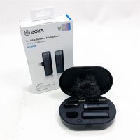 Boya BY-WM3 Mini 2.4 g wireless microphone, transmitter to get stuck, portable receiver, charging shell for iOS iOn iPhone, podcast, Facebook, YouTube, VLOG, video recording (BY-WM3D)