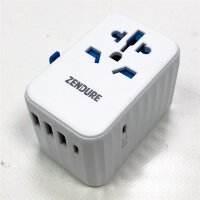 Zendure travel adapter travel plug Universal 61W PD Travel Adapter USB C Fast Charge International Wall charger AC connector adapter worldwide power charger all in one for USA Europe UK from white