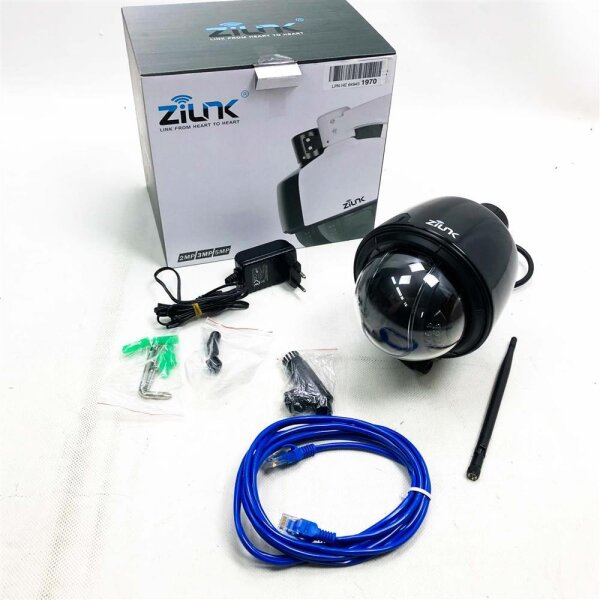 Zilnk stainless steel IP camera WLAN Outdoor HD 1080p PTZ surveillance camera outside, 5x optical zoom, autofocus, night vision, IP65 waterproof, movement warning, support of 64GB SD cards