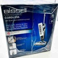 BISSELL CrossWave Akku 2582N | 3-in-1 Nass-Trockensauger | Staubsaugen, Wischen & Trocknen | Mehrflächenreiniger | Enthält 1 Reinigungslösung | Schwarz/Titan/Blau