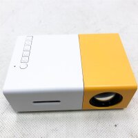 VBESTLIFE Mini Heimkino Portable LED Projektor,HD HDMI Multimedia Player Projektor für Reisen, Camping,Hof, Reisen, Camping,unterstützt HDMI, AV, USB-Eingang(Weiß + Gelb)