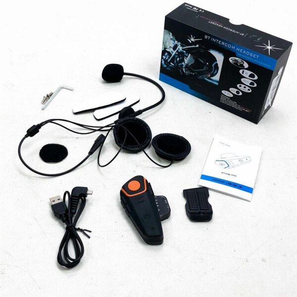 QSPORTPEAK qta35 Motorrad Intercom Bluetooth Headsets, 800M Motorradhelm Interphone Gegensprechanlage Kommunikationssysteme für Motorräder, GPS, FM Radio, Freisprechen, 2-3Riders Pairing
