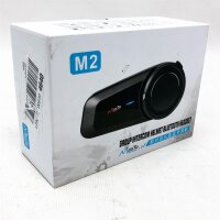 QSPORTPEAK M2 Motorrad Intercom, Helm Headset für bis zu 6 Motorräder mit 1000m Reichweite, DSP und CVS Geräuschunterdrückung Motorradhelm Kommunikationssystem/FM Radio/Voice Prompt/Wasserdicht