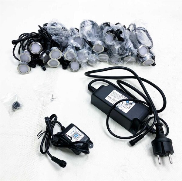 20er Bluetooth RGBWW Led Bodeneinbauleuchten Aussen, Ø31mm Dimmbar Led Bodeneinbaustrahler Bodenspots Terrassen Einbaustrahler Außen, DC12V 0.5W IP67 Wasserdicht Terassenbeleuchtung (RGB + Warmweiß)