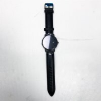 Vigor Rigger Armbanduhr für Männer, ultradünn, minimalistisch, Quarzuhren, analoges Zifferblatt, blaue Zeiger, Kalender, Metallgehäuse, Mineralkristall, Lederarmband