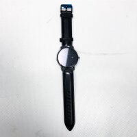 Vigor Rigger Watch for Men Ultra Thin Minimalist Quartz Watches Analog Dial Blue Hands Calendar Metal Case Mineral Crystal Leather Strap