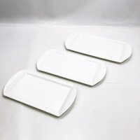 Lifver Rechteckige Porzellanteller / Servierplatten 40cm, 3er-Set, weiß
