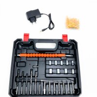 Drilling screwdriver 2 batteries, Goxawee 100-part cordless drilling screwdriver/electronic screwdriver kit (2 lithium batteries 1500 mAh, 30 nm max. Torque, 2 speeds, 10 mm automatic clamping feed)