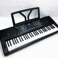Moukey Piano with 61 keys, digital piano with note stands and piano stickers, 300 tones, 50 demos, 300 rhythms and learning mode for beginners/children
