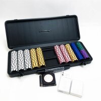 SlowPlay Nash Pokerset, with 500 numbered poker chips | Professional poker chips made of sound 14g | including large poker case high quality, plastic poker cards, dealer button