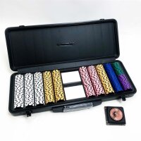 SlowPlay Nash Pokerset, with 500 numbered poker chips | Professional poker chips made of sound 14g | including large poker case high quality, plastic poker cards, dealer button