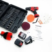 Teeno Li Cordless drilling screwdriver 21 V + 2 lithium batteries + 41 accessories + professional gloves