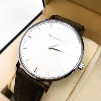 Paul Hewitt wristwatch stainless steel Sailor Line White Sand (women and men) - clock with leather bracelet (gray), wristwatch in silver, white dial