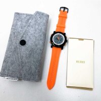 BUREI Digitale Herren Uhren Analog LED Multifunktion Sport Armbanduhr Kautschuk Armband, Orange, Schwarz