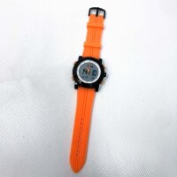 BUREI Digitale Herren Uhren Analog LED Multifunktion Sport Armbanduhr Kautschuk Armband, Orange, Schwarz