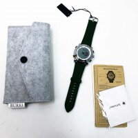 BUREI Digitale Herren Uhren Analog LED Multifunktion Sport Armbanduhr Kautschuk Armband, Armee Grün