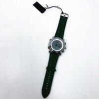 BUREI Digitale Herren Uhren Analog LED Multifunktion Sport Armbanduhr Kautschuk Armband, Armee Grün