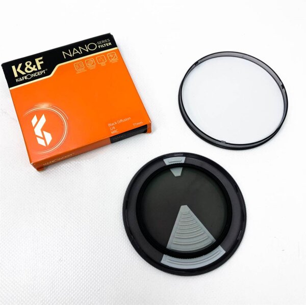 K&F Concept Nano-X Black-Mist 1/4 Filter 77mm Black Promist 1/4 Filter aus Optisches Glas mit 28-facher Nano-Beschichtung, Black Diffusion Filter 1/4 für Videoaufnahmen/Portraitfotografie