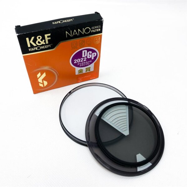 K & F Concept Nano-X Black-Mist 1/8 Filter 82mm Black Promist 1/8 Filter made of optical glass with 28-fold nano coating, black diffusion filter 1/8 for video recordings/portrait photography