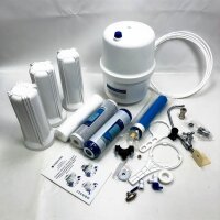 Finer filter reversal osmosis under the sink drinking water filter system (50GPD) for the household, removes up to 99% of the contaminants (5-stage with a membrane pressure pump) (UK Stecker))