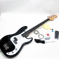 Vangoa E-Bass, komplettes 4-saitiges E-Bass-Paket mit Gigbag, Gurt, Kabel, schwarz