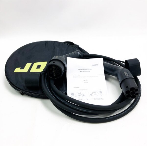 Jolt Elektroauto Ladekabel, Typ 2 auf Typ 2 Kabel, 32A Ladekabel Elektroauto 7.68kW 1 Phase Wasserdicht Nach IP65, Versilberte Kontakte mit Tasche (5 Meter)