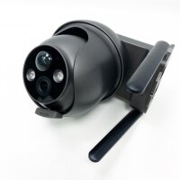 ANRAN Überwachungskamera Aussen Akku WLAN, 360 Grad Schwenkbare Kabellose Überwachungskamera mit Solarpanel, PIR Bewegungsmelder mit Flutlicht, 2-Wege-Audio, Nachtsicht, 2,4GHz WLAN, Q01 Grau