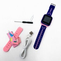 4G-Smartwatch für Mädchen und Jungen, Smartwatch für Kinder, IP67 wasserdichte WLAN-Smartwatch, Telefon mit GPS-Tracker, Videoanruf, SOS für Kinder zwischen 3 - 14 Jahren, Geburtstagsgeschenk, Pink/Blau
