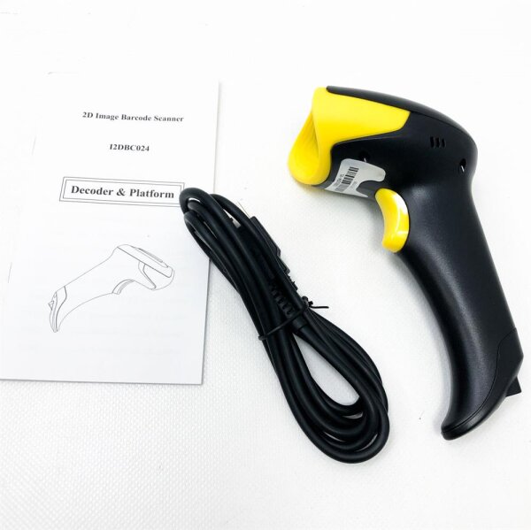 Barcodescanner MUNBYN Barcodeleser 2D QR USB Handscanner Barcode Scanner Handheld Lesegerät Kabelgebunden Barcodelesegerät für Linux Mac und Windows PC Plug & Play