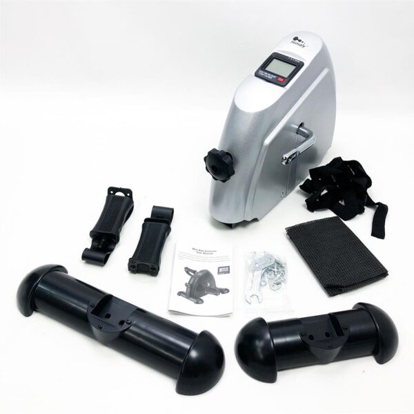 himaly mini exercise bike, mini bike exercise bike, arm trainer and leg trainer, pedal trainer for muscle building, endurance training, fitness bike with adjustable resistance silver