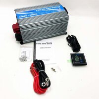 Reiner Sinus inverter 3000W DC 12V on AC 230V voltage converter Power inverter with LCD screen and remote control 2x 2.4a USB and 3x AC sockets for motorhome GIANDEL