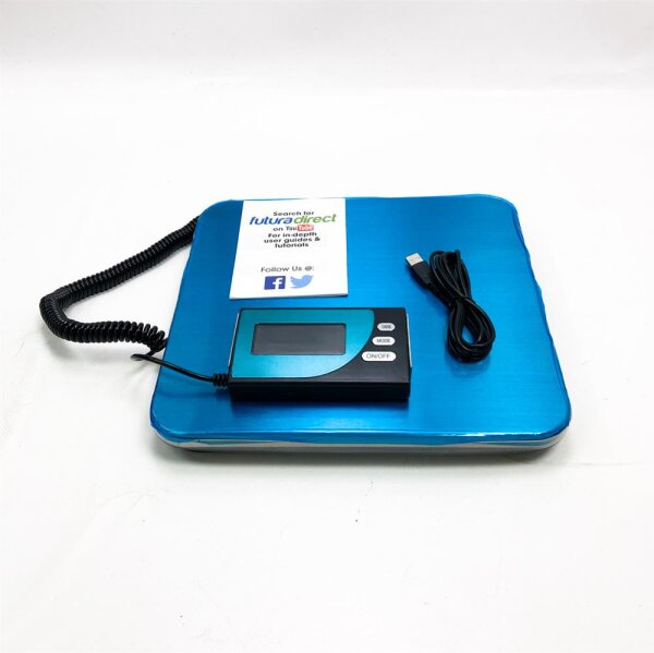 Futura durable digital package scales, multi-purpose scales, large stainless steel weighing platform, luggage scale 100kg silver