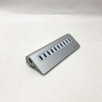 ORICO Aluminium USB Hub Portable, 10 Ports, USB 3.0 Highspeed Datenhub mit Netzteil und 1 m USB 3.0 Kabel für Notebook Ultrabook Tablet