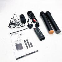 Tragbares Audio-PA-System Moukey Wiederaufladbarer Bluetooth-Lautsprecher 200 Watt Weihnachts-Karaoke-System mit USB-TF-MP3-Eingängen, 2 Mikrofonen, Fernbedienung, 12-MTs12-1