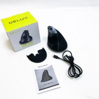 Delux vertical mouse, wireless ergonomic mouse, built-in battery, 2.4 g wireless and BT 4.0 dual fashion, removable manual support, rechargeable PC mouse (618g db)