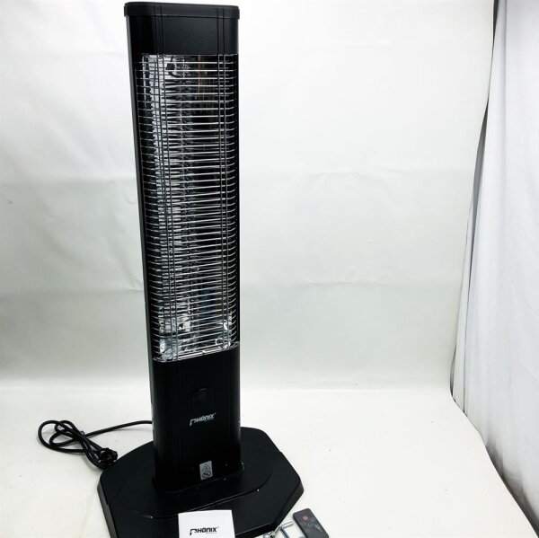 Phönix PCH-2000S infrared carbon heater with remote control | IP44 Waterproof | Radiant heater patio heater | For indoor & outdoor | 2000 watts | Cover & thermostat & 3 levels & timer