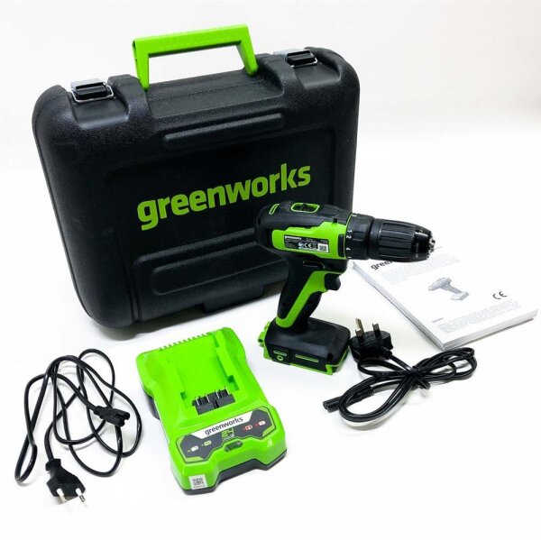 Greenworks Combo Kit mit Akkuschrauber 24V 35 N.m und Schlagschrauber 300N.m, bürstenlosem Motor, LED-Licht, Gürtelclip, 2 Bohrern, Zweifach-Ladegerät und Werkzeugtasche, ohne Akkus