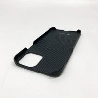 pitaka Air Case Kompatibel mit iPhone 12 Pro Max (6,7"), minimalistische Handyhülle 600D Aramidfaser Schutzhülle, schlank, super leicht und dünn, 3D Haptik-Schwarz/Grau(Köperbindung)