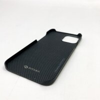 pitaka Air Case Kompatibel mit iPhone 12 Pro Max (6,7"), minimalistische Handyhülle 600D Aramidfaser Schutzhülle, schlank, super leicht und dünn, 3D Haptik-Schwarz/Grau(Köperbindung)