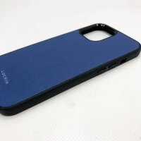 Lucrin - Kompatible Hülle für iPhone 12 Pro Max - Königsblau - Echtes Leder