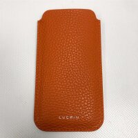 Lucrin – Classic Case kompatibel mit iPhone 12 Mini und unterstützt kabelloses Aufladen – Orange – genarbtes Leder