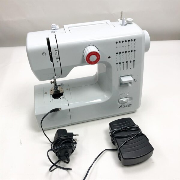 Aonesy sewing machine beginner, sewing machine light, fully equipped, 20 stitches, 2 speeds, portable sewing machine with foot pedal, automatic winding for fabric girls adults