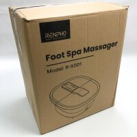 Renpho footpath with massage function with heat, air bubbles, red light and car-off timer for foot stress relief, foot bath with 6 motor-driven massage rolls, universal wheels, leakage protection switch