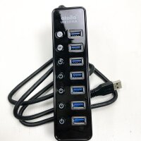 USB Hub Aktiv 3.0 mit Netzteil, 7 Ports USB 3.0 Hub aktiver Datenhub mit Schalter und 1 Intelligenter Charging Port und 20W(5V/4A) Netzteil Adapter