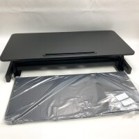 Ergomaker standing desk height -adjustable desk attachment, seat is computer table 80x 40cm with two monitors keyboard shelf black